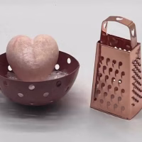 Schaaltje (roze) met amberblokje hart